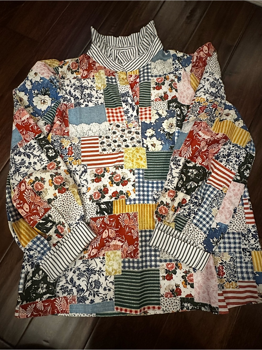 SHEIN Multicolor Patchwork Print Tunic Top